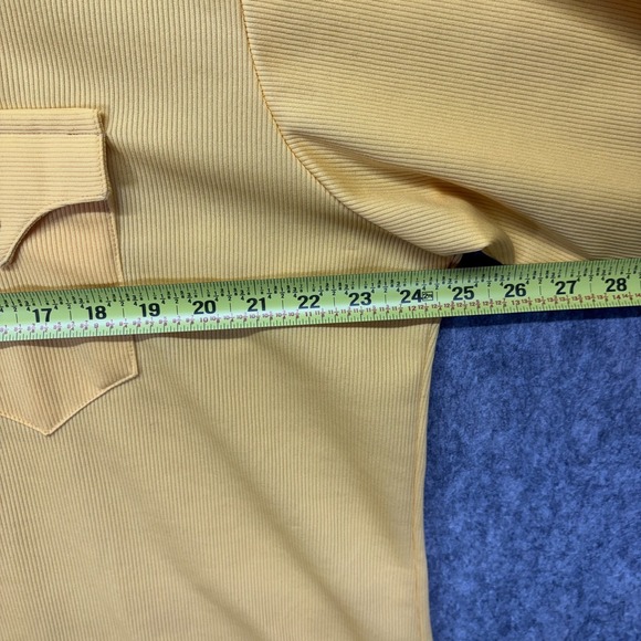 Vintage Rockmount Ranch Wear Pearlsnap Shirt Men's XL Yellow Western Yoke Ribbed - Picture 4 of 9